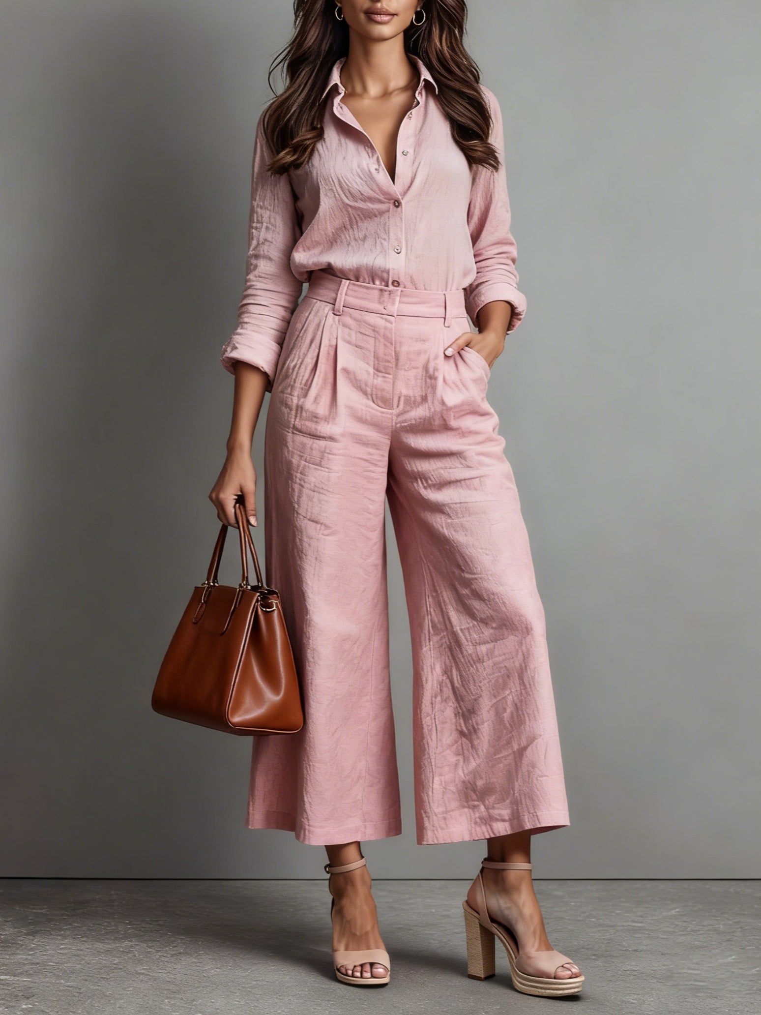 | Pink Linen Loose Set