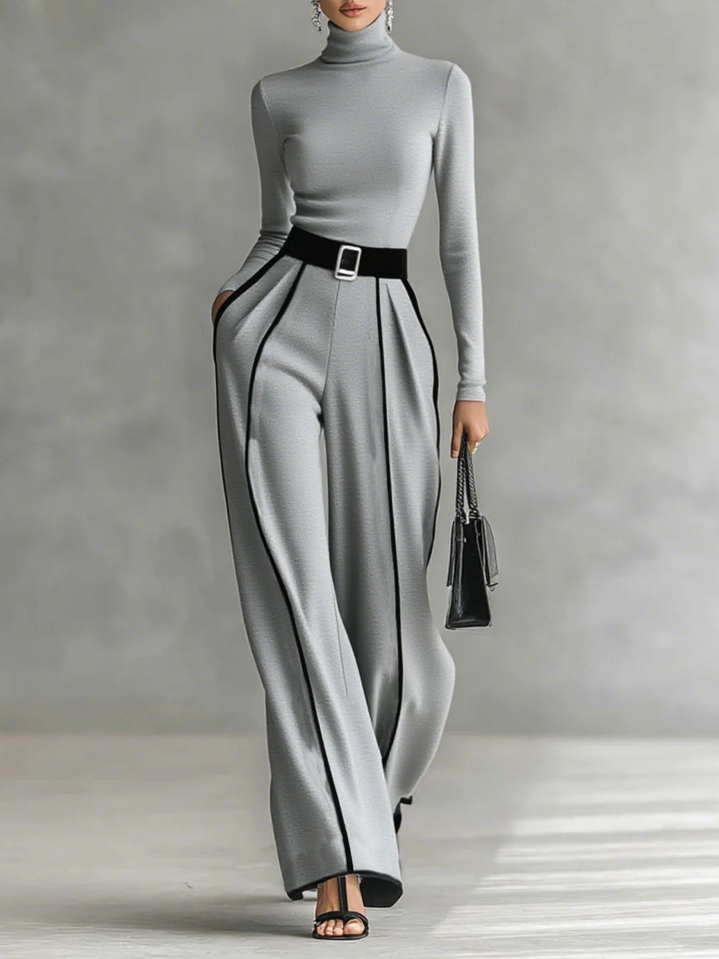 | White Trim High-neck Set