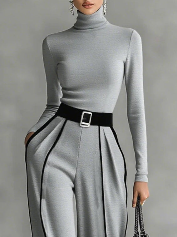 | White Trim High-neck Set