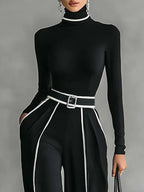 | White Trim High-neck Set