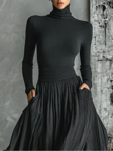 | Black Pleated Skirt Set