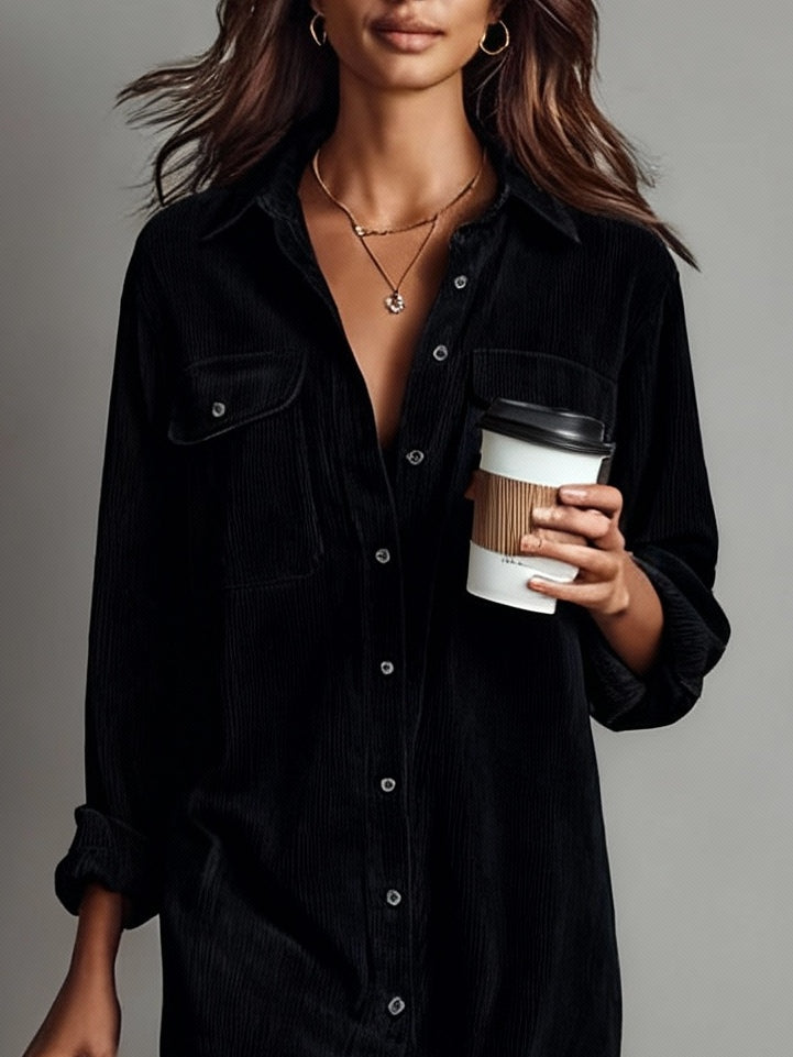 | Loose Corduroy Midi Dress