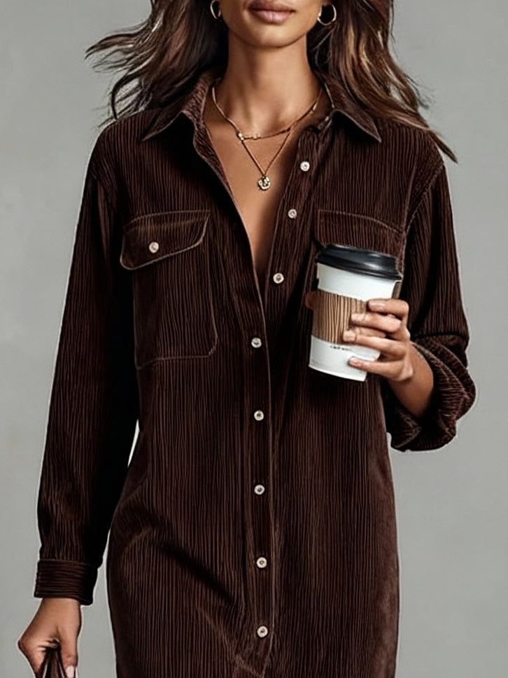 | Loose Corduroy Midi Dress