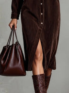 | Loose Corduroy Midi Dress