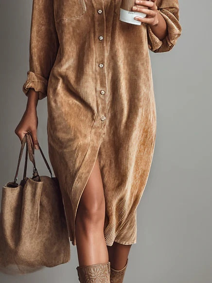 | Loose Corduroy Midi Dress