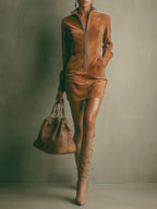 | Suede Zip Mini Dress