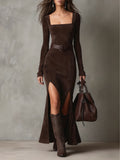 | Faux-Leather Maxi Dress