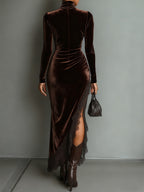 Clara | Velvet Lace Maxi Dress