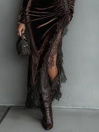Clara | Velvet Lace Maxi Dress