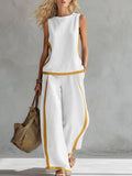 Color-blocked Geometric Pattern Casual Two-piece Women's Clothing