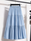 Women's Pleated Solid Color Midi Skirt