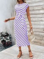 Women's Printed Striped/Plaid Midi Dress