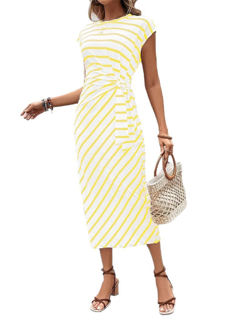 Women's Printed Striped/Plaid Midi Dress
