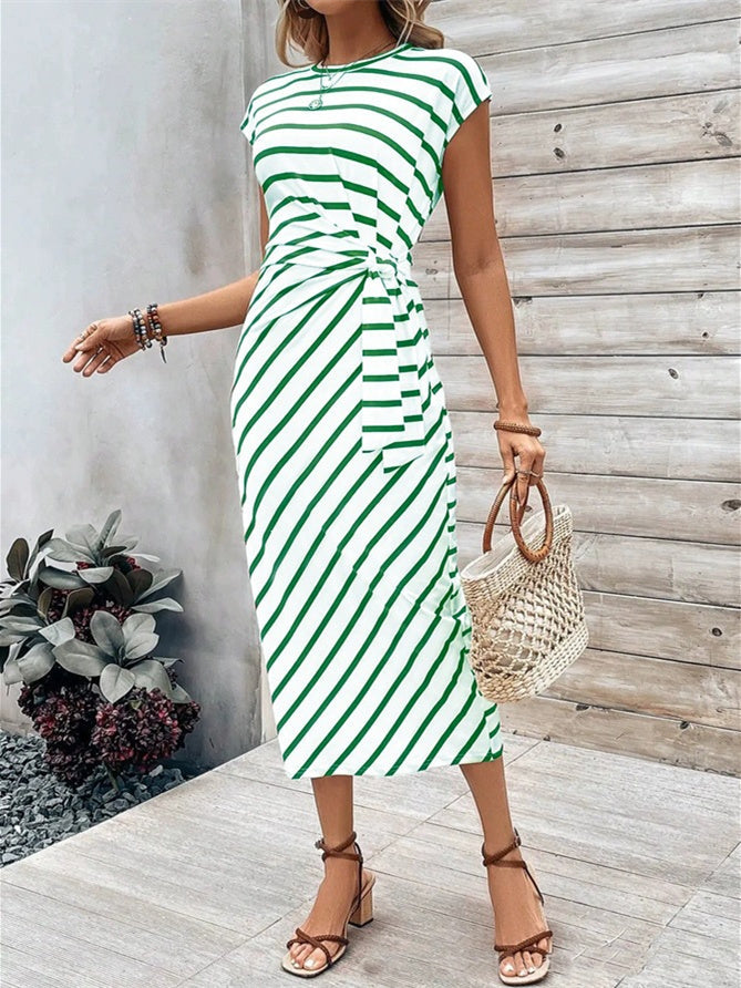 Women's Printed Striped/Plaid Midi Dress