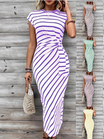 Women's Printed Striped/Plaid Midi Dress
