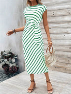 Women's Printed Striped/Plaid Midi Dress