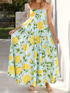 Women's Pleated Floral Midi Dress