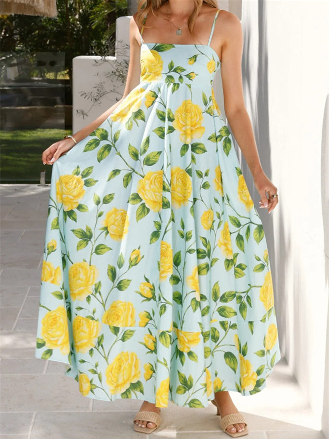 Women's Pleated Floral Midi Dress