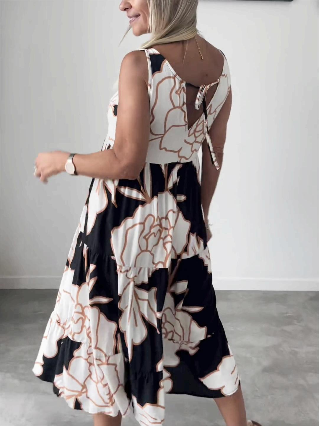 Luna Aesthetic Stylish Floral Print Dress Chic Silhouette Collection