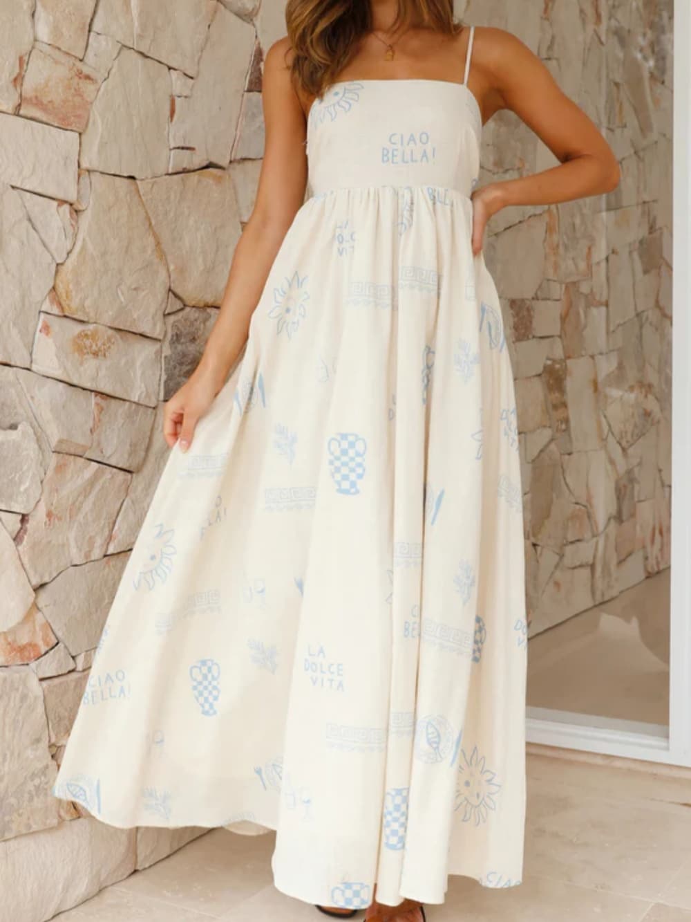 Chill Vibes Open - Back Spaghetti Strap Maxi Dress