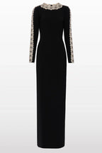 Eiratk Black Openwork Beaded Maxi Dress