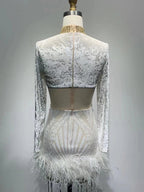 OPERA Sequins & Feathers Mini Dress