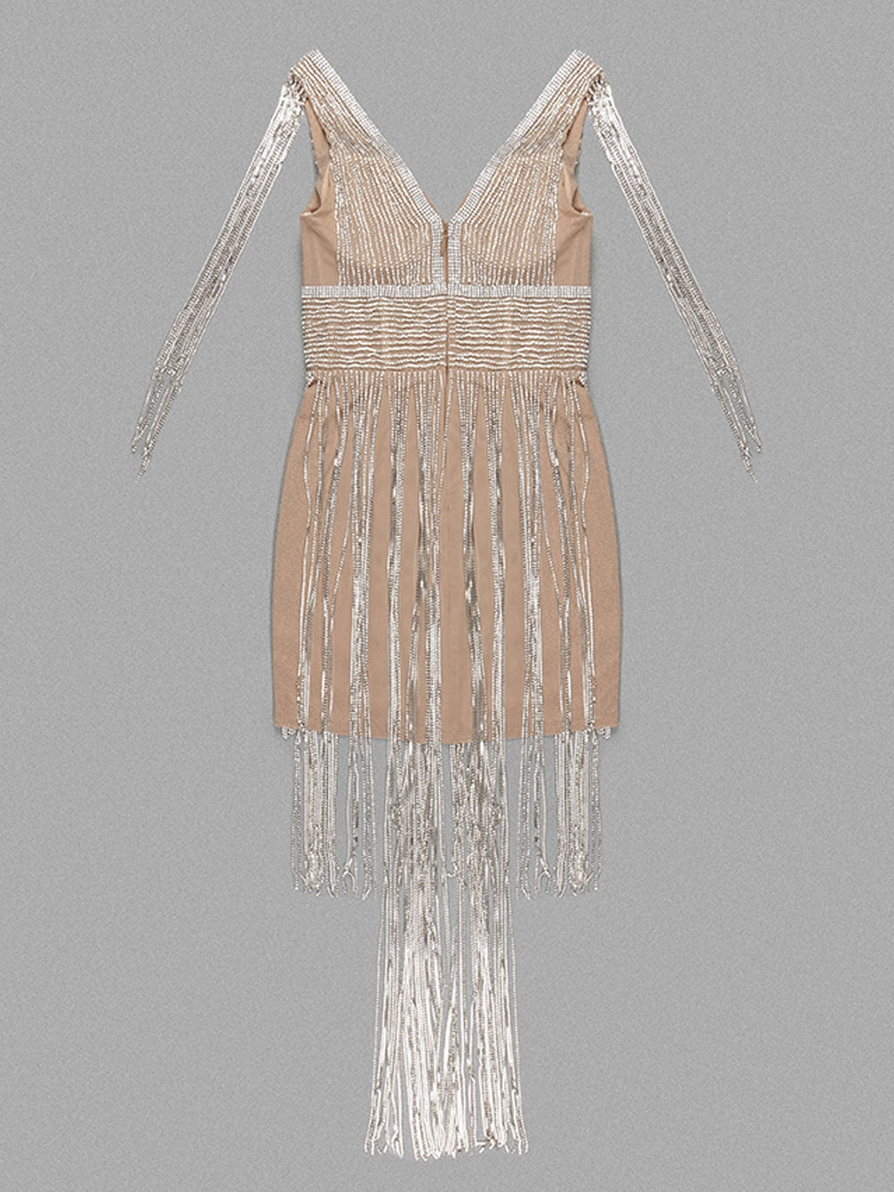 AYOKA Rhinestones Tassel Dress
