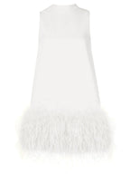 PIUME Mini Dress w Feathers in White