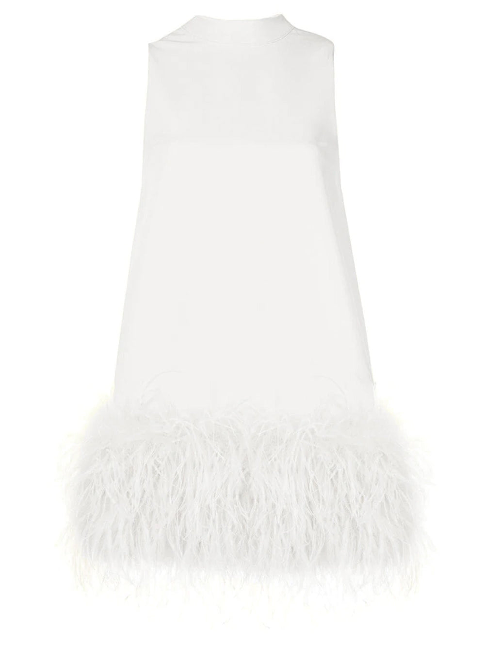 PIUME Mini Dress w Feathers in White