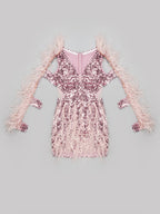 BALERY Feathers & Sequin Mini Dress