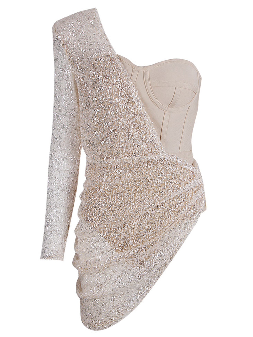 ETAME Sequins Mini Dress in Beige