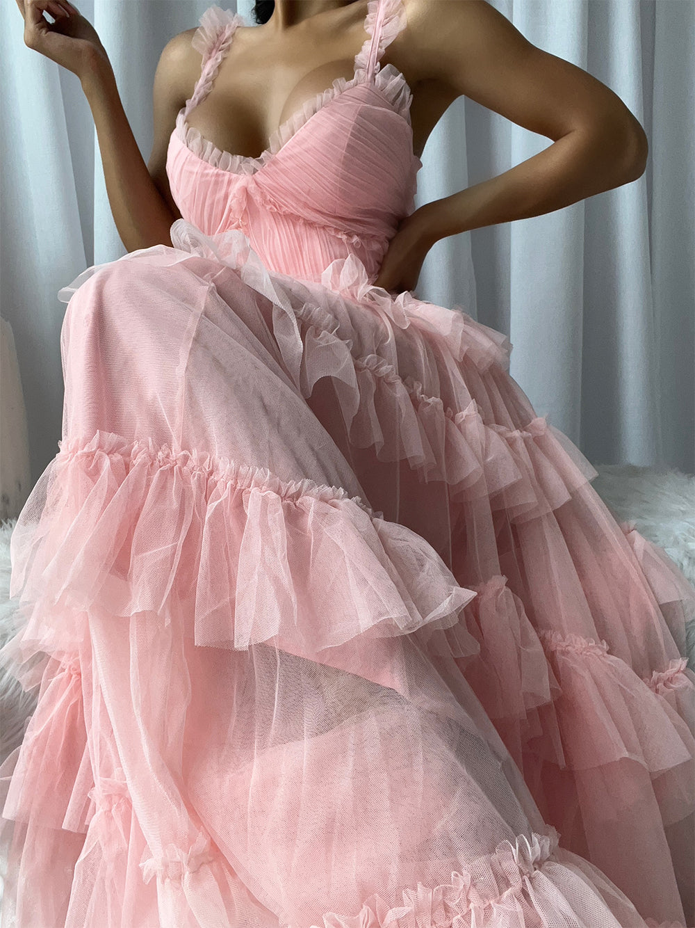 NILA Tulle Maxi Dress in Pink