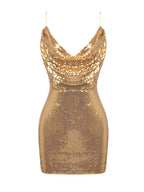 DELLE Drape Sequin Mini Dress
