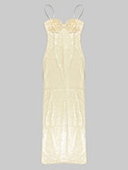 UMMA Sequins Maxi Dress in Beige