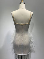 CIGNA Pearls & Feathers Mini Dress