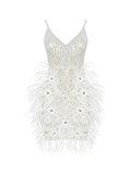 CIGNA Pearls & Feathers Mini Dress