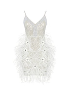 CIGNA Pearls & Feathers Mini Dress