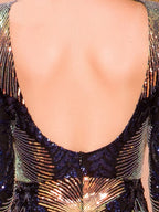 ASAMA Backless Sequin Maxi Dress