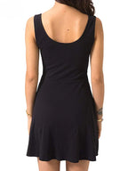 Scoop Neck Henley Button Front Fit And Flare Skater Mini Dress
