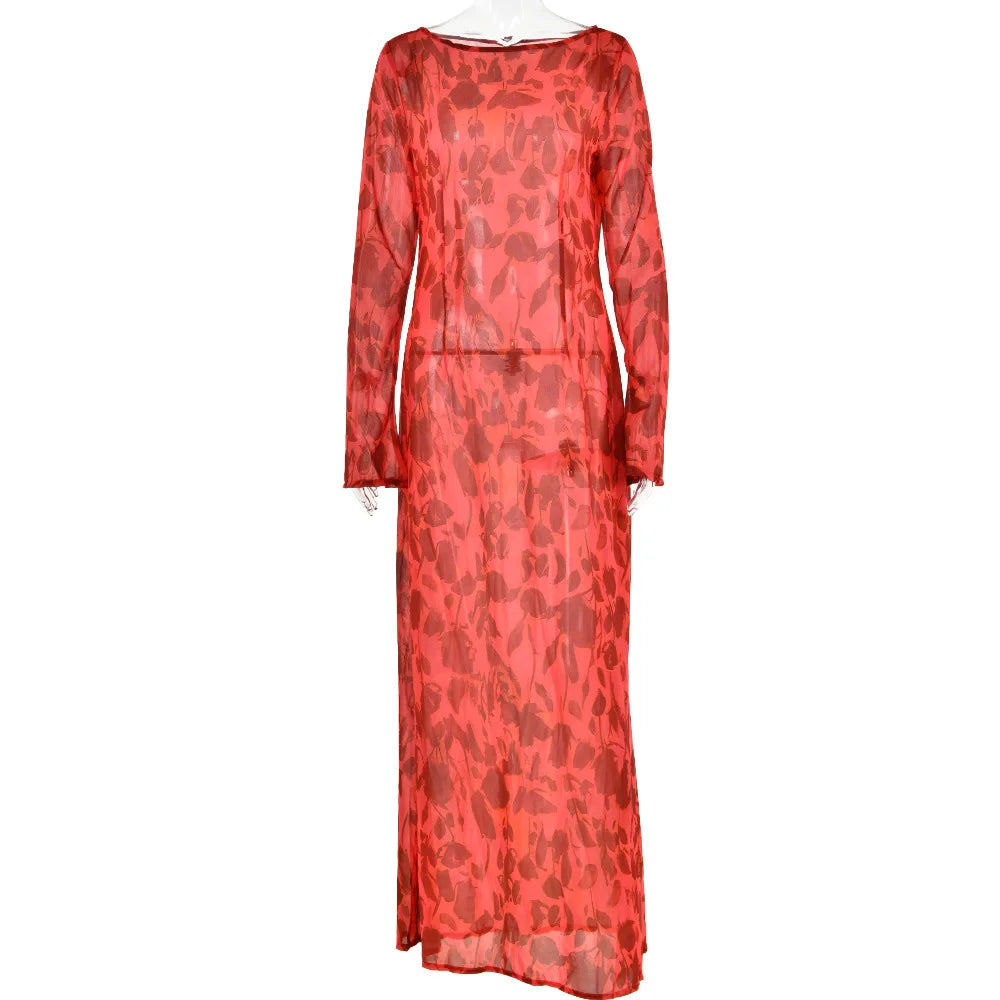 Zebra Print Crew Neck Bell Sleeve Bodycon Maxi Dress