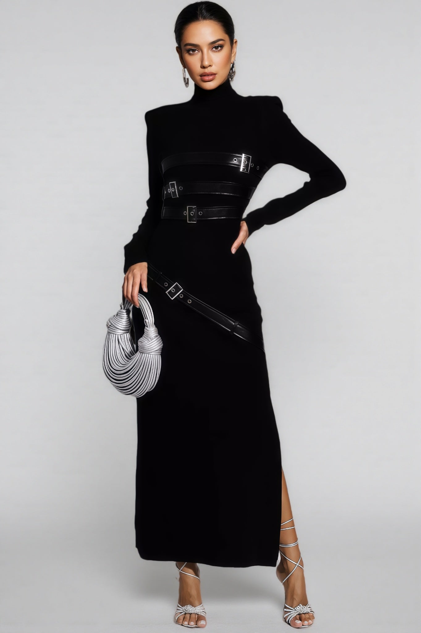 Brock Black PU Maxi Dress