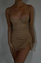 Soraya - Sparkly Mini Dress with Gloves