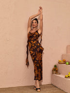 Zuri Ruffle Floral Printed Maxi Dress