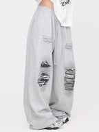 Street Offset Ripped Pattern Sweatpants