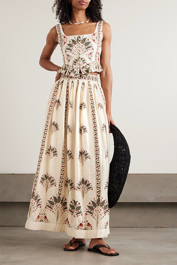 Palmilla Botanical Peplum Linen Matching Set