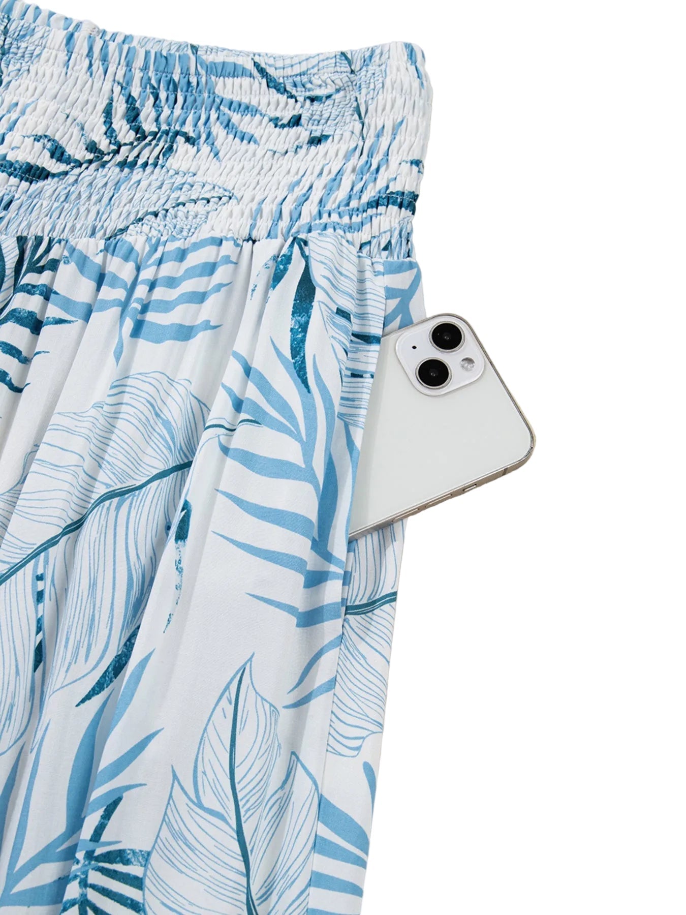 Tropical Wide Leg Pants | Shirred Waist Women__ Style