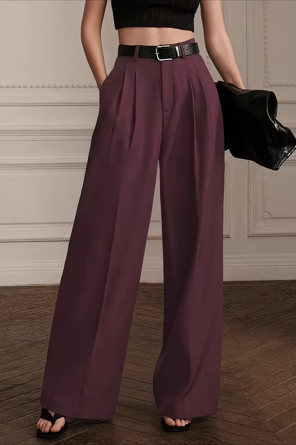 Chic High Waist Pleated Wide Pants