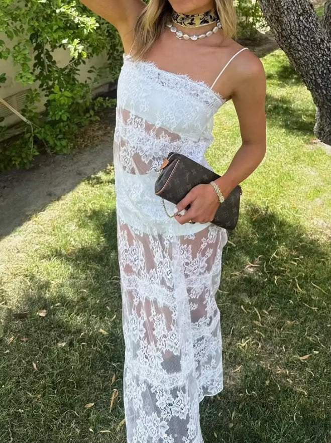 Seraphina  Lace Sheer Slip Maxi Dress
