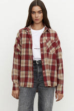 Vintage Plaid Relaxed Fit Blouse