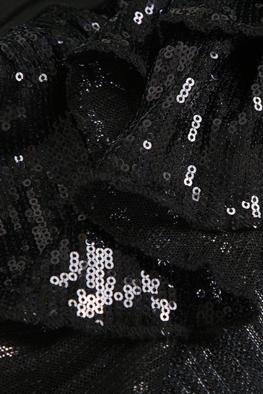 Sequin Paneled Tiered Bodycon Mini Skirt